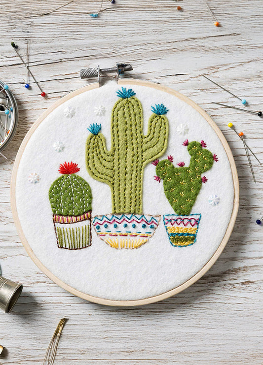 cactus embroidery hopp in a table