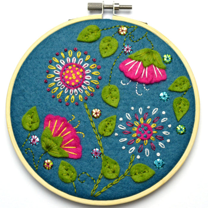 Corinne Lapierre Tropical Flowers Felt Appliqué Hoop Kit
