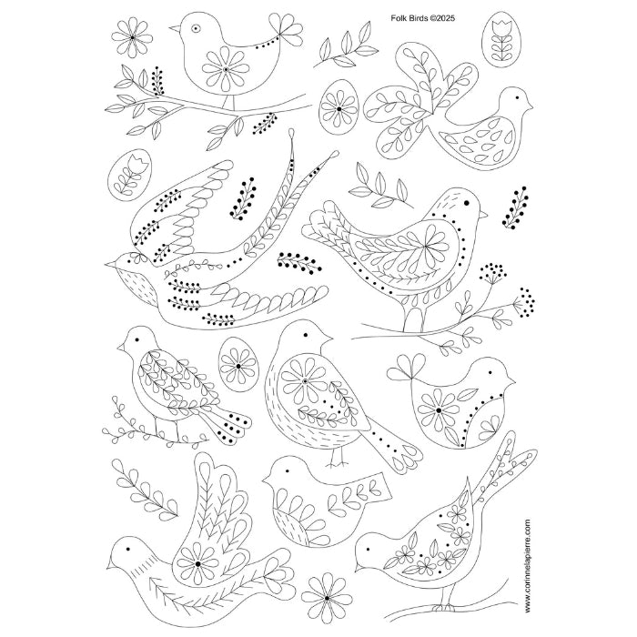 Corinne Lapierre Folk Birds Stick and Stitch Embroidery Designs