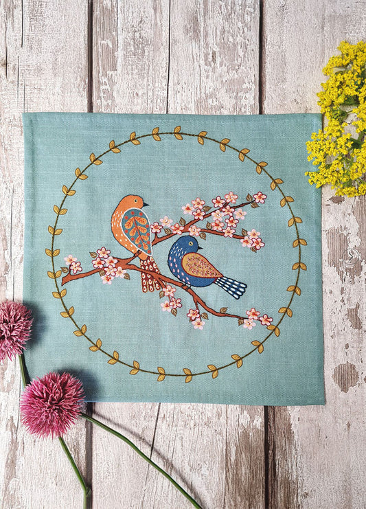 Corinne Lapierre Birds & Blossoms Printed Linen Embroidery Kit