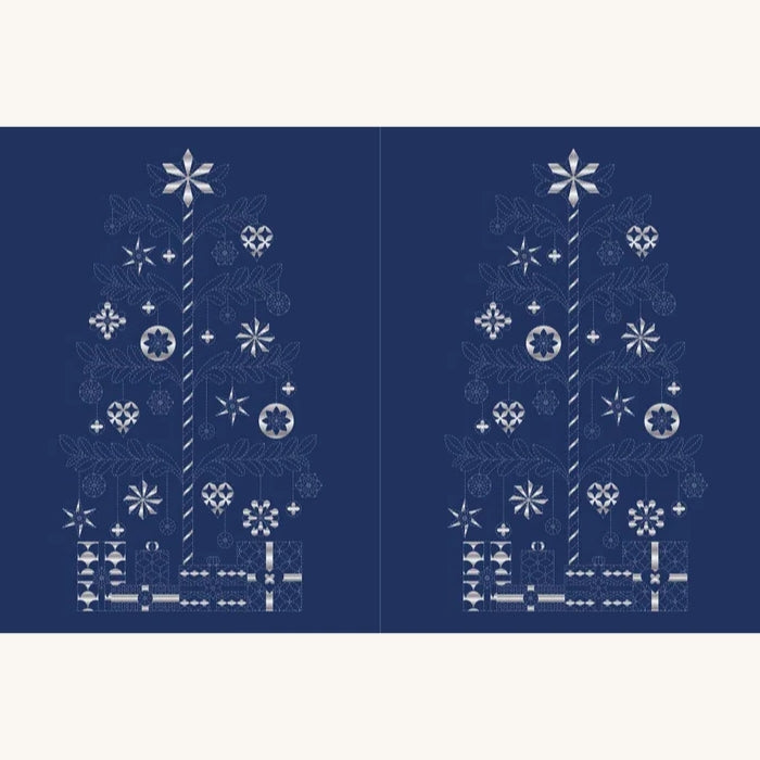 Devonstone Christmas Tree Sashiko Panel - Navy
