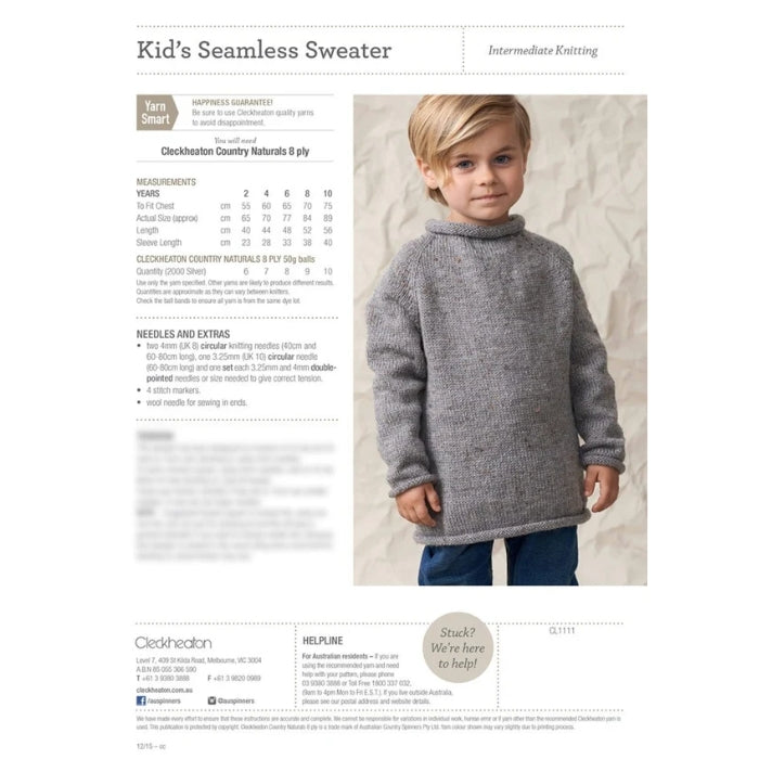 Cleckheaton Seamless Sweater Pattern
