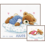 VERVACO COUNTED CROSS STITCH KIT SNOOZING TEDDY BEAR