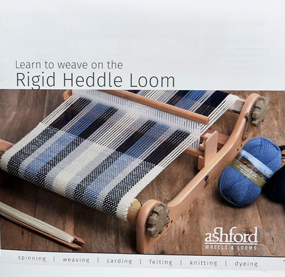 Title page of Learn to Weave on the Rigid Heddle Loom, displaying the title across two lines, with the subtitle ‘spinning | weaving | carding | felting | knitting | dyeing’ positioned just below. The overall design is minimalist and text-only.