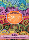 Cover of Beyond the Square Crochet Motifs by Edie Eckman, featuring a vibrant array of crocheted motifs in various shapes—circles, hexagons, triangles, and stars—arranged in a patchwork style. The title is prominently displayed in bold letters at the top, with a clean white background highlighting the colorful designs.