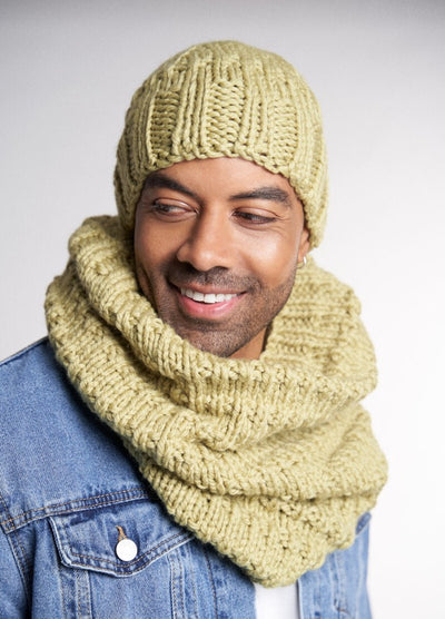 Boogie Hat knitting pattern from Easy Style, a chunky ribbed beanie made with Rowan Big Wool, perfect for cold weather layering.
