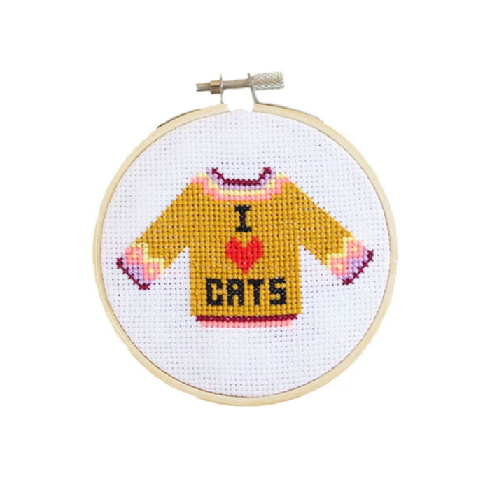 Cotton Clara I Love Cats Cross Stitch Kit