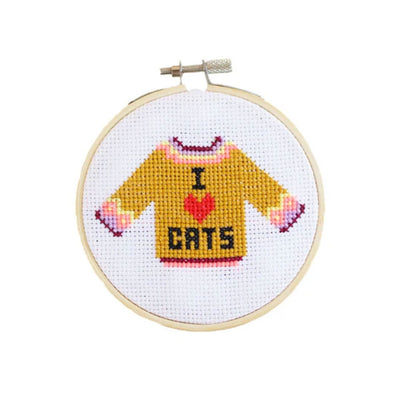 Cotton Clara I Love Cats Cross Stitch Kit