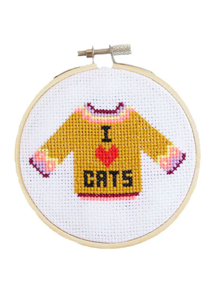 Cotton Clara I Love Cats Cross Stitch Kit