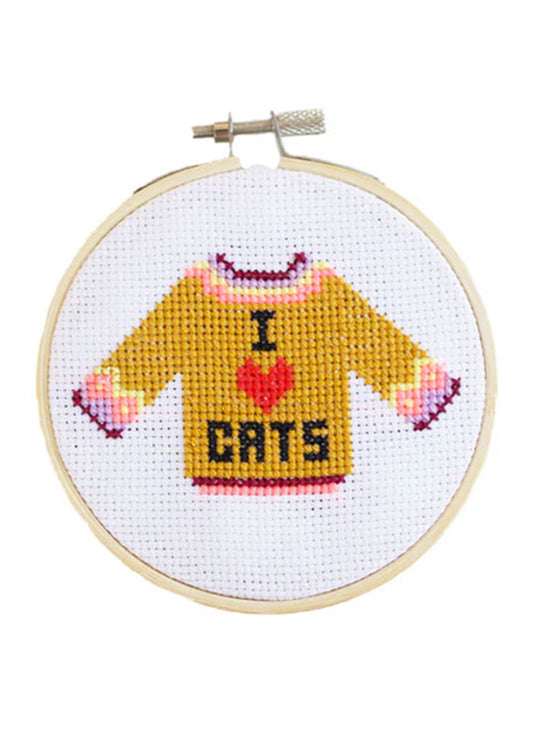 Cotton Clara I Love Cats Cross Stitch Kit