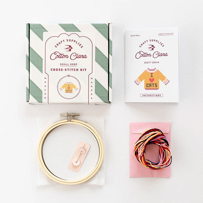Cotton Clara I Love Cats Cross Stitch Kit