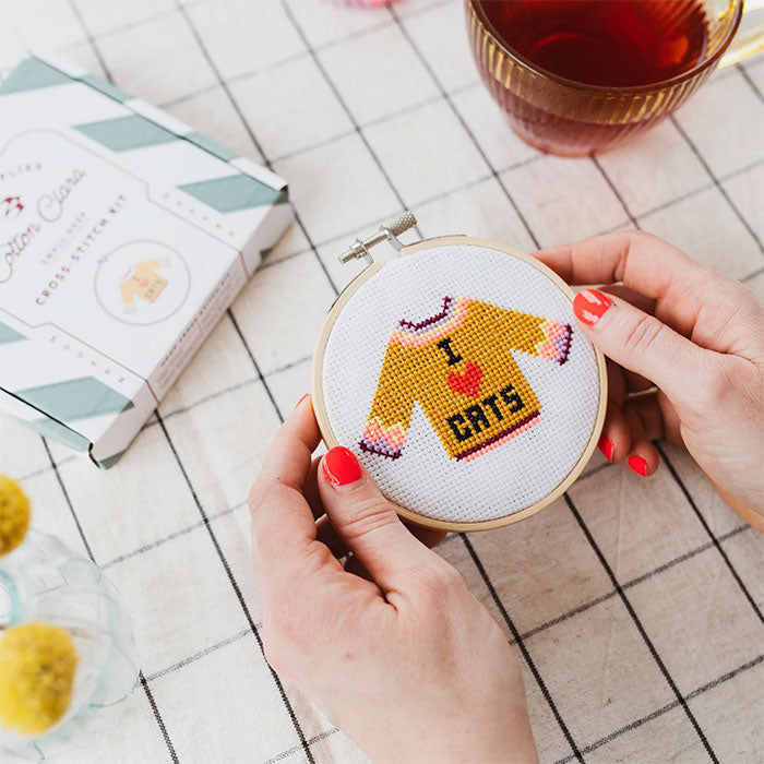 Cotton Clara I Love Cats Cross Stitch Kit