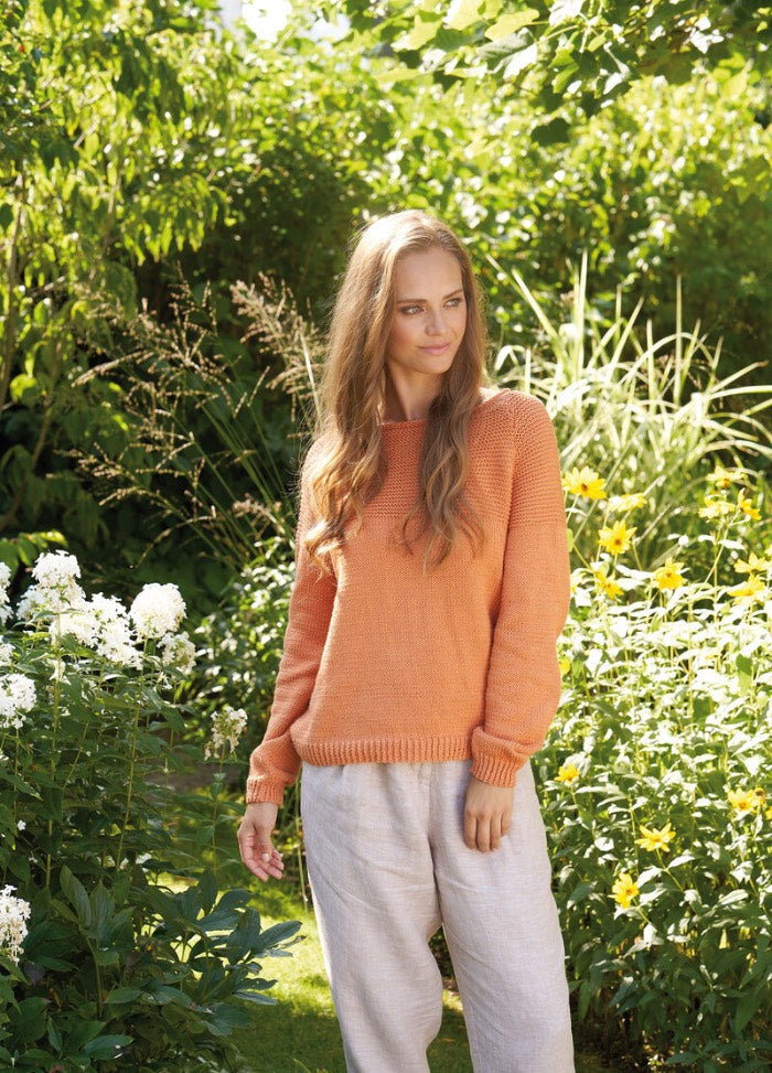 Camilla plain knit top pattern by Martin Storey, a minimalist version with solid color and subtle texture, ideal for layering.