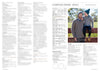 A knitting pattern page titled "Kinfolk Jumper – Adult" with instructions. A photo shows two people wearing knitted sweaters, sitting on a wooden fence, smiling in a sunny park.