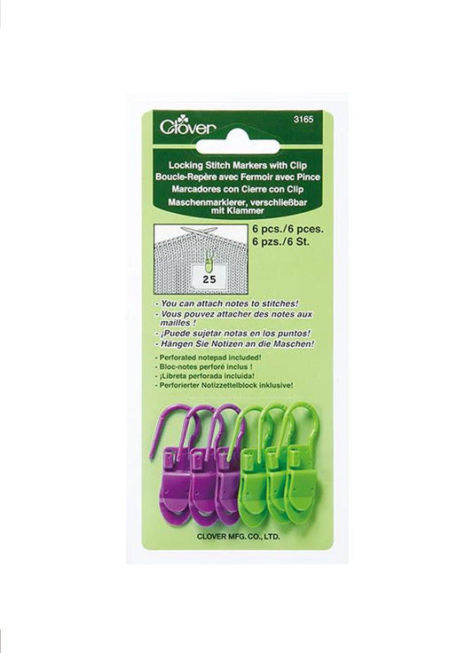 Clover Locking Stitch Markers With Clip