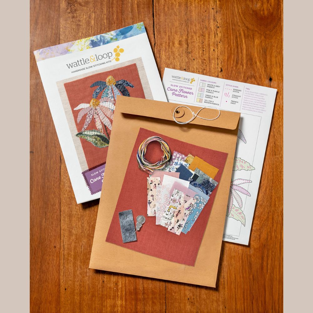 Wattle & Loop Coneflower Slow Stitching Kit