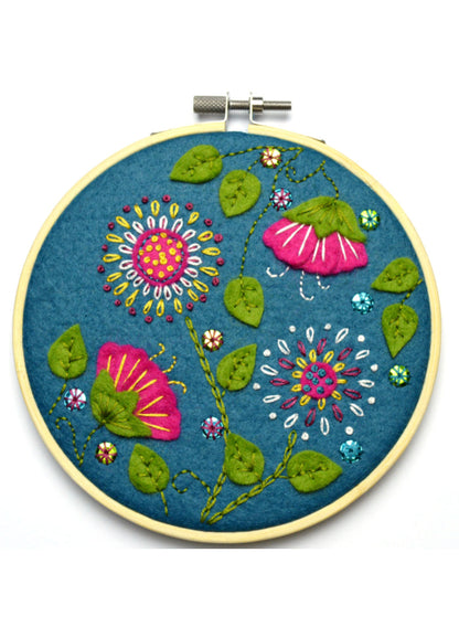 Corinne Lapierre Tropical Flowers Felt Appliqué Hoop Kit