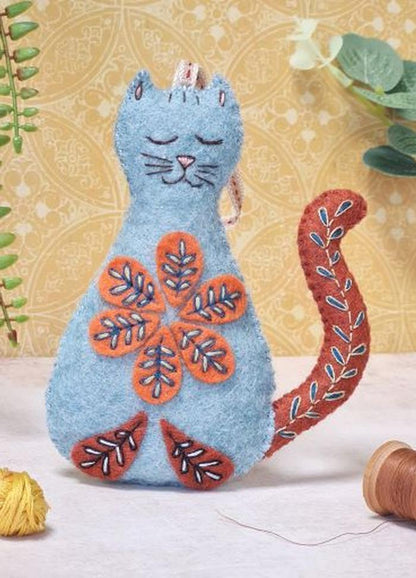 Corinne Lapierre Folk Embroidered Cat Felt Craft Mini Kit