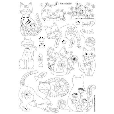 Corinne Lapierre Folk Cats Stick and Stitch Embroidery Designs