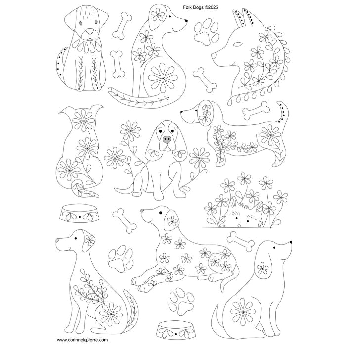 Corinne Lapierre Folk Dogs Stick and Stitch Embroidery Designs