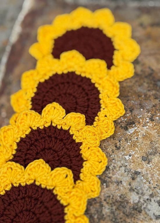 Alison Thompson Crochet Sunflower Coaster Digital Pattern
