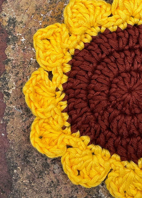 Alison Thompson Crochet Sunflower Coaster Digital Pattern