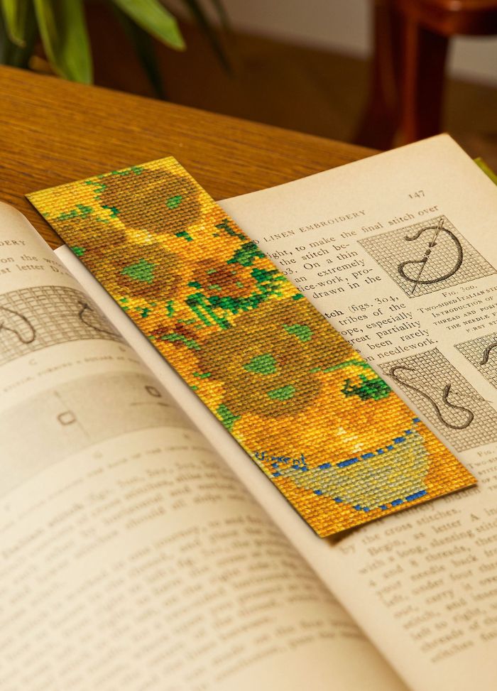 DMC National Gallery Cross Stitch Bookmark Kit - Sunflowers Vincent Van Gogh