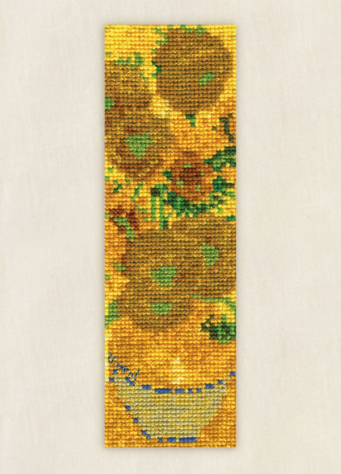 DMC National Gallery Cross Stitch Bookmark Kit - Sunflowers Vincent Van Gogh