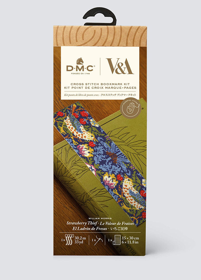 DMC V&A Cross Stitch Bookmark Kit - Strawberry Thief William Morris