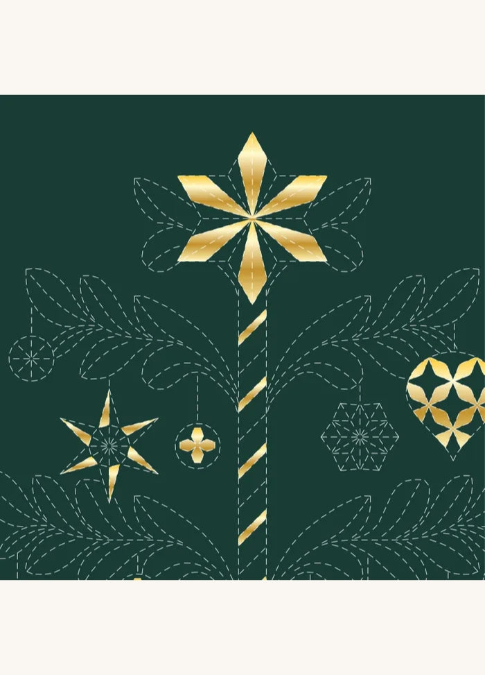 Devonstone Christmas Tree Sashiko Panel - Green