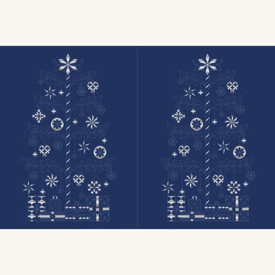 Devonstone Christmas Tree Sashiko Panel - Navy
