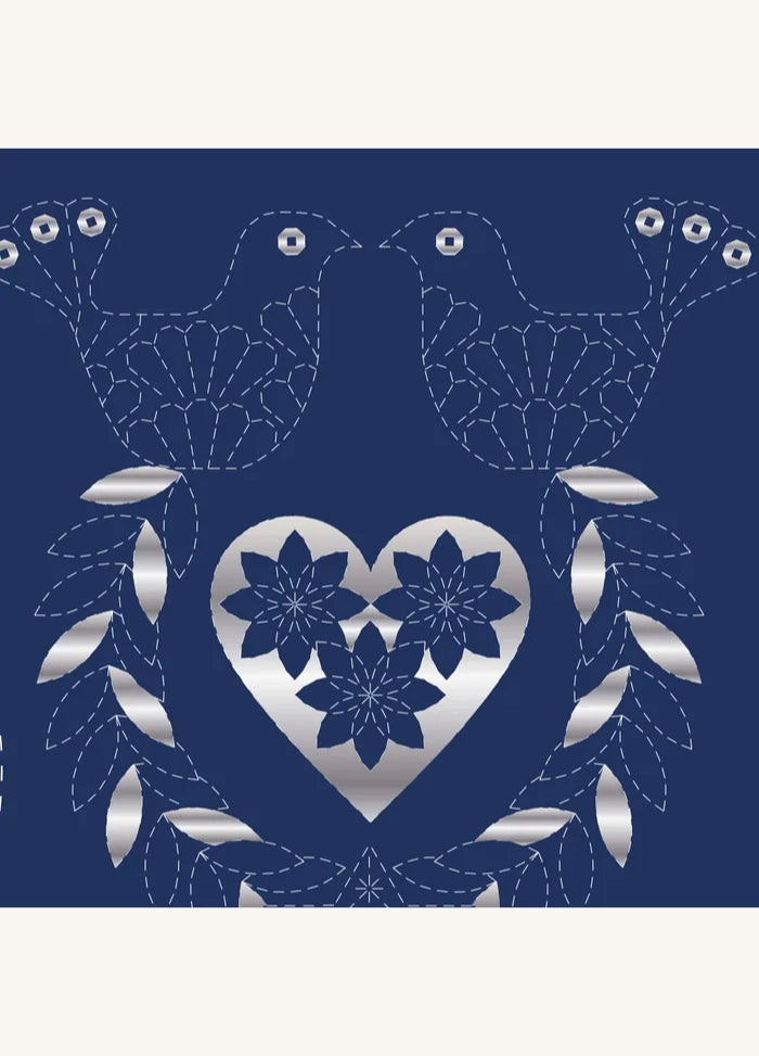 Devonstone Christmas Stocking Sashiko Panel - Navy