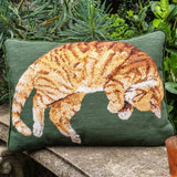 Ehrman - Marmalade Cat Green Cushion