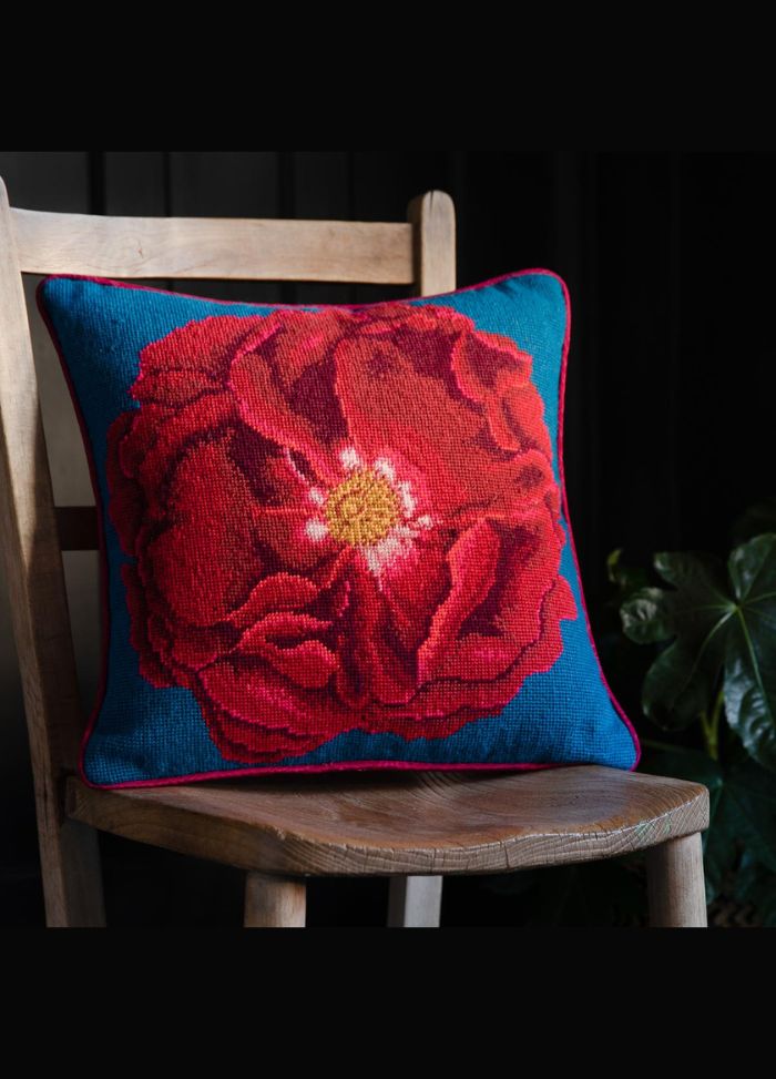 Ehrman Blood Red Rose Cushion | Morris & Sons