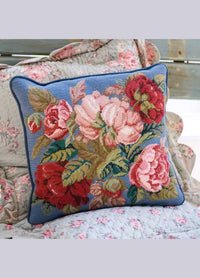 Ehrman Blooming Roses Blue Cushion