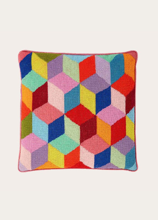 Ehrman Bright Tumbling Blocks Cushion