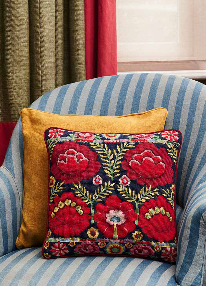 Ehrman Embroidered Flowers Cushion