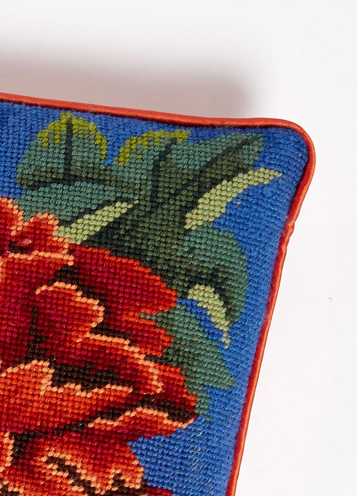 Ehrman Red Chinese Peony Cushion
