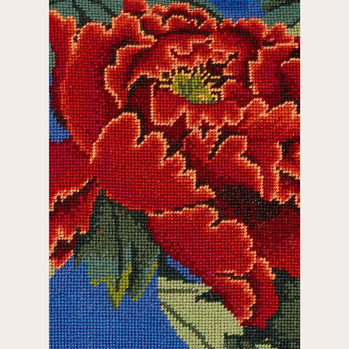 Ehrman Red Chinese Peony Cushion