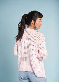 Flora knit pattern from Essential Pastels, a garden-inspired pastel design with lace detailing and soft Rowan yarns.