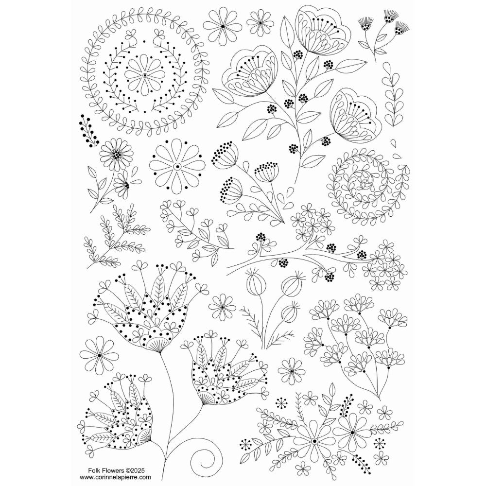 Black and white floral pattern on a white background