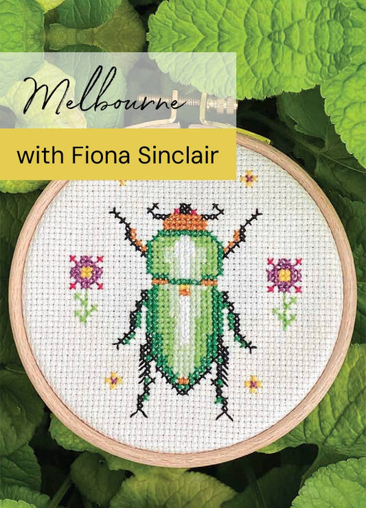 Learn to Cross Stitch - Green Scarab Beetle- MELBOURNE