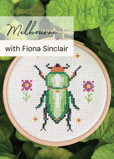 Learn to Cross Stitch - Green Scarab Beetle- MELBOURNE