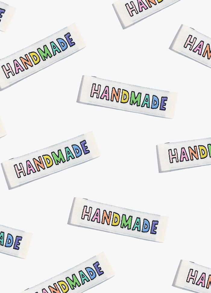 Handmade Rainbow Sew-in Labels scattered