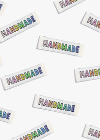 Handmade Rainbow Sew-in Labels scattered