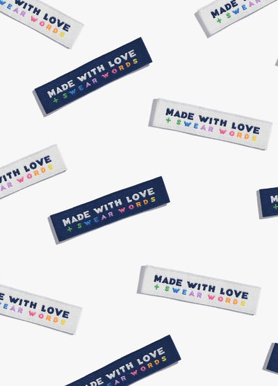 Made With Love And Swear Words Sew-in Labels scattered