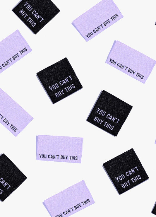 You Can't Buy This (Metallic) Sew-in Labels scattered