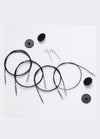 KnitPro 360 Degree Swivel Interchangeable Cables Black/Silver