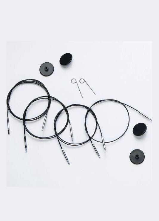 KnitPro 360 Degree Swivel Interchangeable Cables Black/Silver