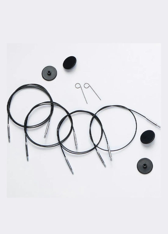KnitPro 360 Degree Swivel Interchangeable Cables Black/Silver